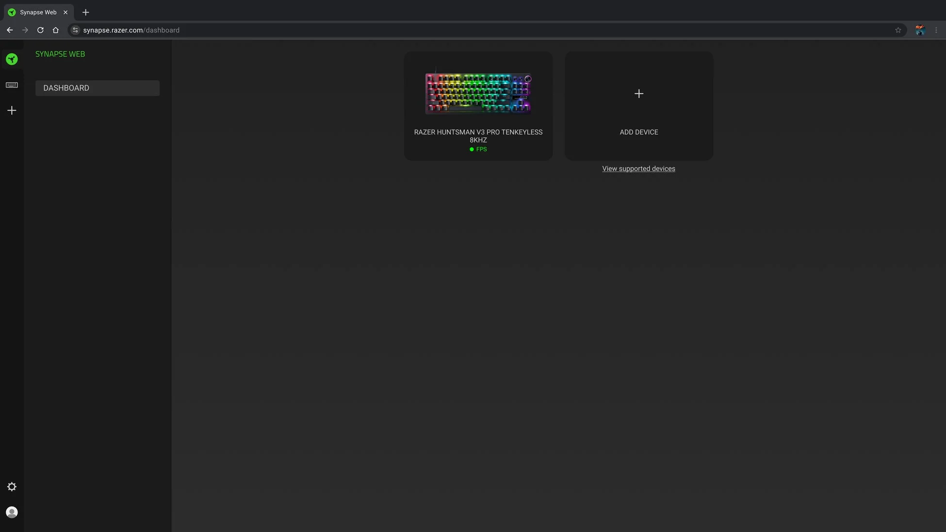 Razer Synapse Webのダッシュボード