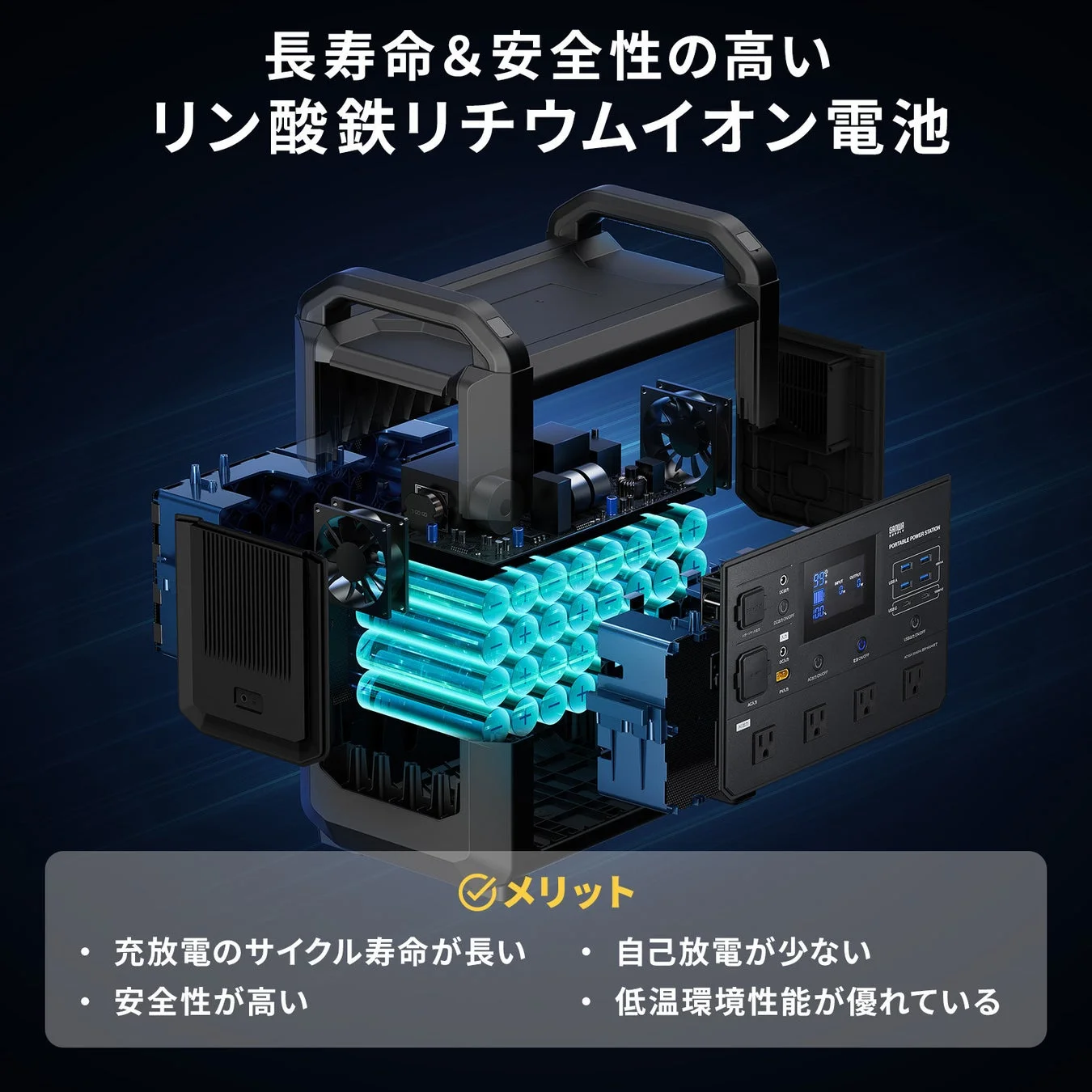 長寿命&安全性の高いリン酸鉄リチウムイオン電池