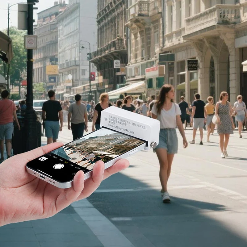 街中でスマホを構える人、軽量性