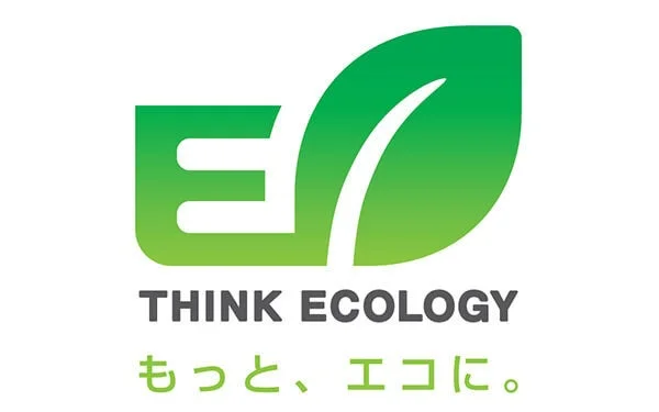 「THINK ECOLOGY」と「もっと、エコに。」というメッセージが添えられたロゴ