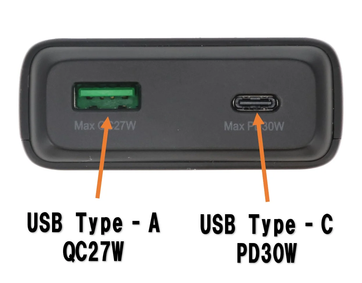 Max QC27W Max PD30W USB Type - A QC27W USB Type - C PD30W