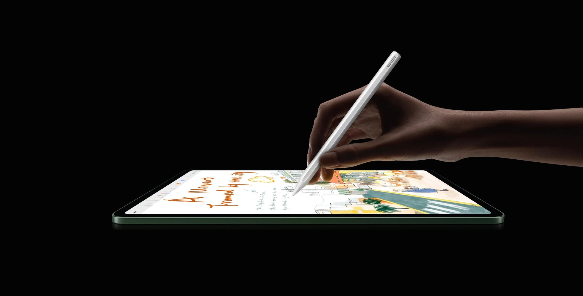 スタイラスペンでタブレットに描画