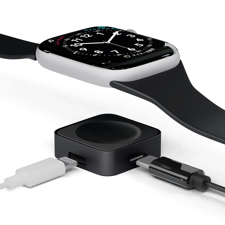 ブラックのApple Watch充電器と2WAY入力